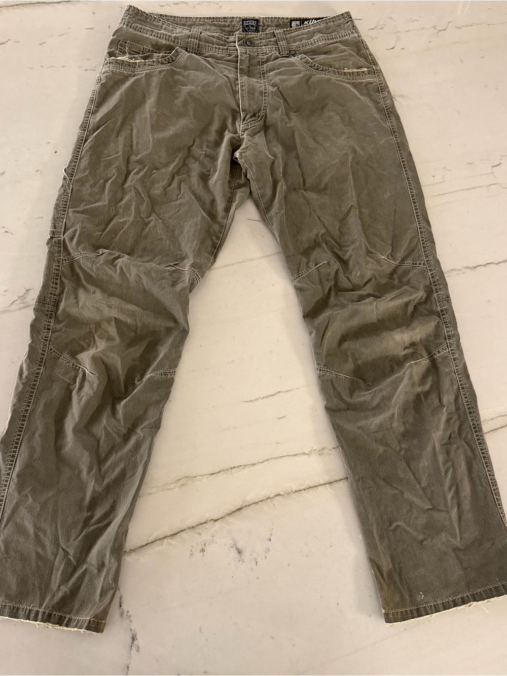 Kuhl Hiking Pants Mens 32X32 Green Brown Nylon Spandex Stretch Outdoors